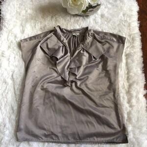 GO International Dark Grey Silk Feeling Blouse - Size M